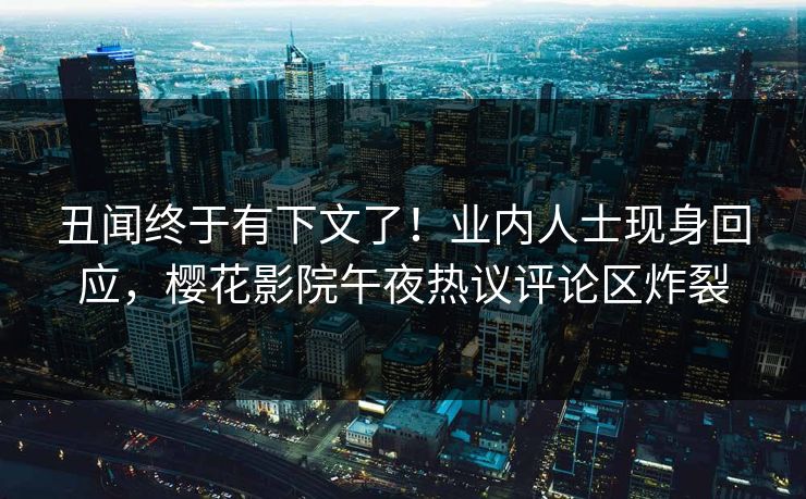 丑闻终于有下文了！业内人士现身回应，樱花影院午夜热议评论区炸裂