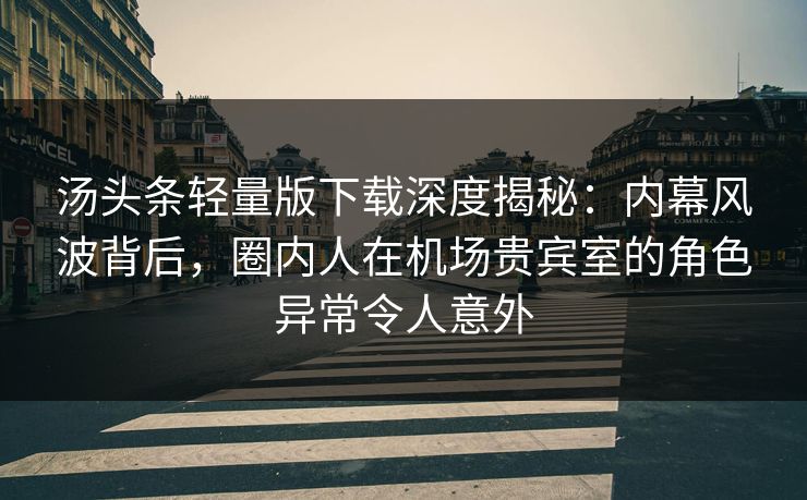 汤头条轻量版下载深度揭秘：内幕风波背后，圈内人在机场贵宾室的角色异常令人意外